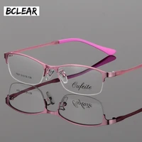 bclear new arrival women metal alloy glasses frame ultra light frames half rim optical eyeglass frame colorful eyewear tr legs