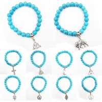 lnrrabc high quality cross elephant palm blue rhinestones women beads bracelets ladies accessories trendy jewelry gifts