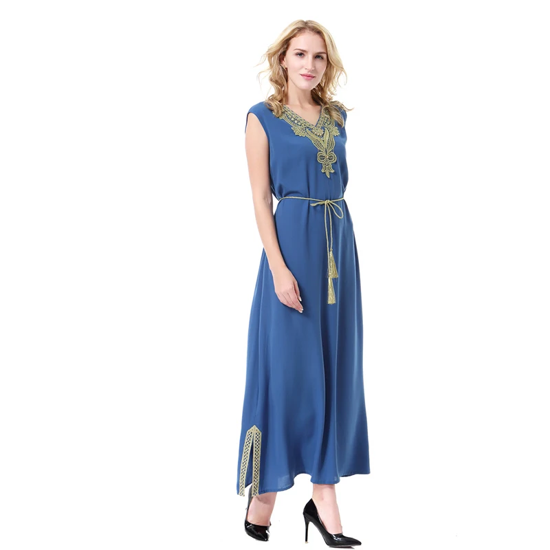 Женское мусульманское длинное платье туника Abaya Jalabiya Emboridery длинный исламский