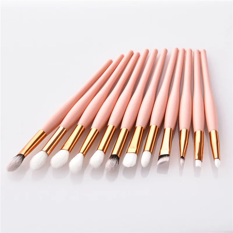 Женская Кисть для макияжа набор из 12 кистей с розовыми ручками и тенями