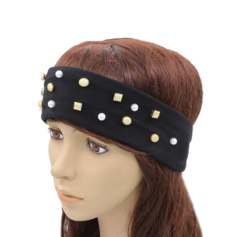 Женская повязка на голову GZHilovingL из мягкого полиэстера с бриллиантами однотонная