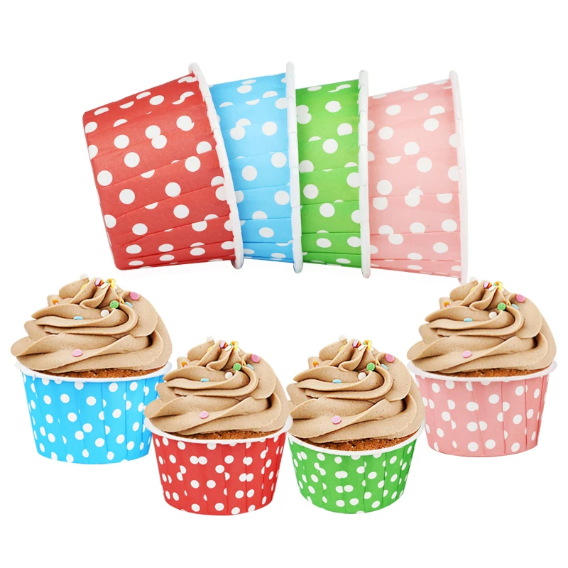 50 шт/от среднего размера 4435 Красочные dot Cupcake лайнеры выпечки Маффин Cass для