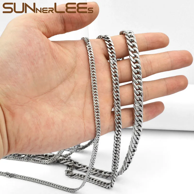 Ювелирные изделия SUNNERLEES из нержавеющей стали ожерелье 4 мм ~ 8 двойная панцирная