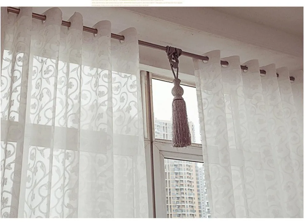 Жаккардовые шелковые срезанные цветы марлевые занавески шторы спальни комнаты