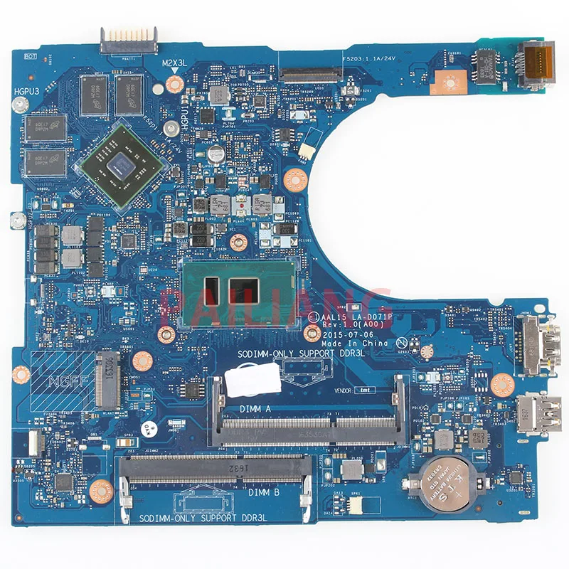 

Материнская плата для ноутбука DELL Inspiron 5759 5559 I7-6500U ПК материнская плата для ноутбука CN-0F1J0W 0F1J0W AAL15 LA-D071P full tesed DDR3