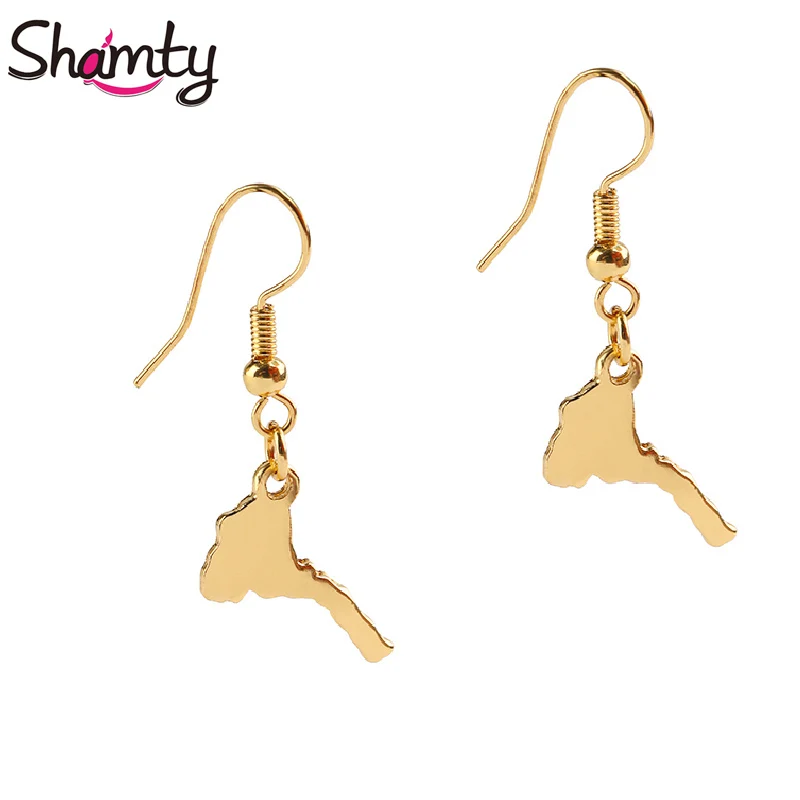 Гладкие серьги Shamty в виде эритрейских эфиопских карт маленькие женские модные