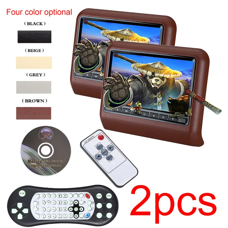 2 pes 9 дюймов 800*480 Автомобильный подголовник монитор dvd-плеер USB/SD/HDMI/FM/игры TFT ЖК-экран сенсорная кнопка поддержка беспроводных наушников