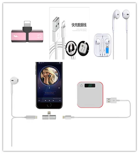 Мини 2 в 1 двойное освещение аудио зарядное устройство разъем для iphone X 8 7 Plus XS MAX XR м