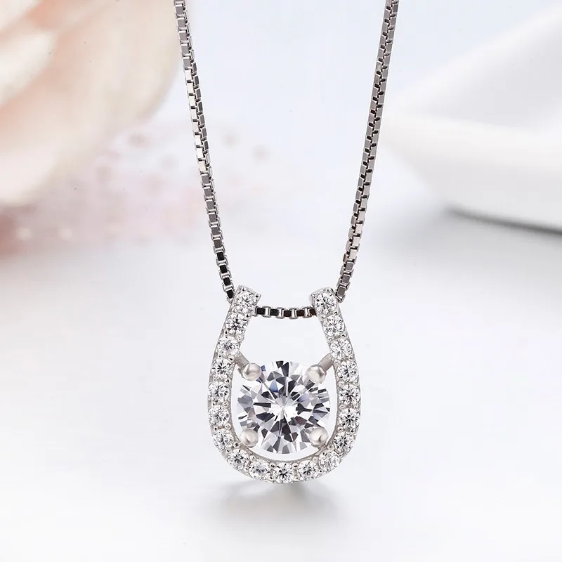Подвеска в форме подковы из серебра 925 пробы с кубическим цирконием|necklace women|pendant
