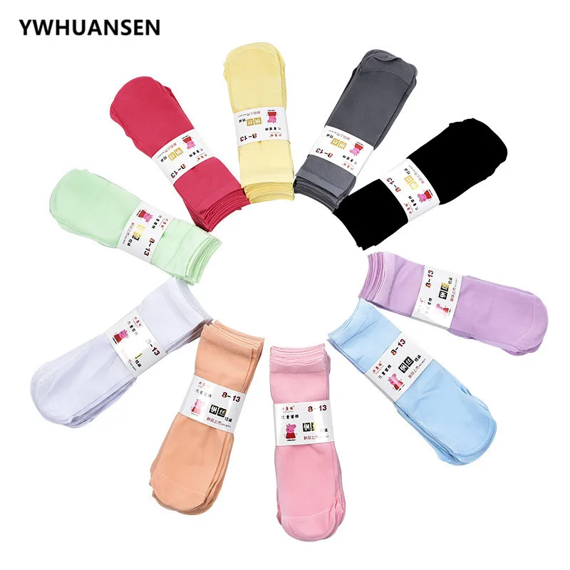 YWHUANSEN/10 пар/лот Детские однотонные бархатные носки летние тонкие короткие для