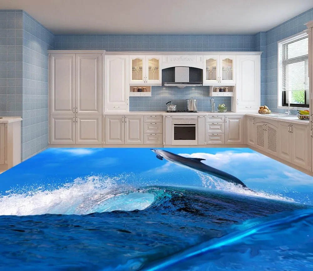 

Modern Custom 3D floor mural Underwater World ocean PVC floor sticker painting Murals