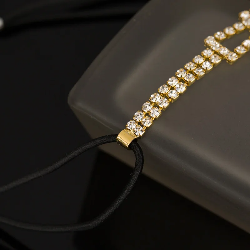 Повязка на голову женская для невесты эластичная лента волос с цепочкой тиара