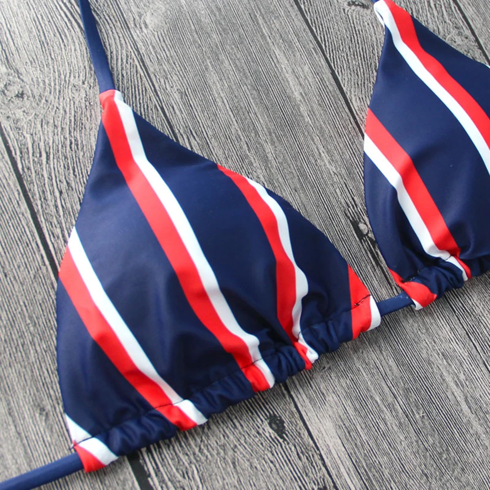Muridou 2018 полосатый бикини бразильские Плавки Плавание костюмы Teeny Bikini мини одежда