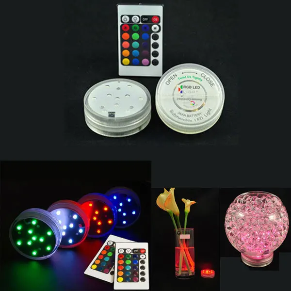 10 светодиодов разноцветные Погружные Водонепроницаемые украшения для свадебной