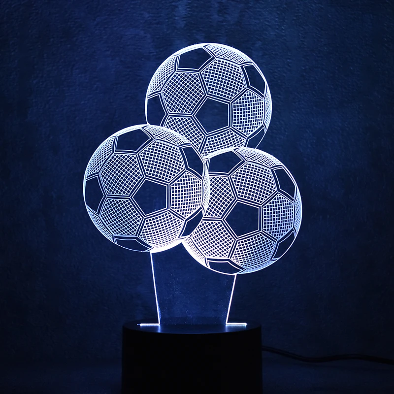 

Novelty 3D LED Visual Colorful Light Fixture USB Table Lamp Creative Sleeping Night Light Football Lamp Sports Boys Room Decor