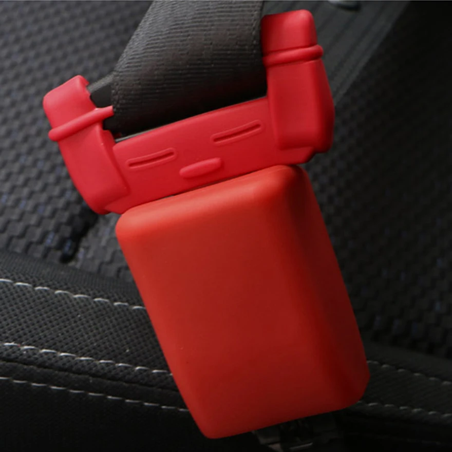 Cinturón de seguridad de Gel de sílice suave, hebilla de bloqueo, enchufe, cubierta protectora antipolvo y antiarañazos, estilo de coche, negro, rojo y azul