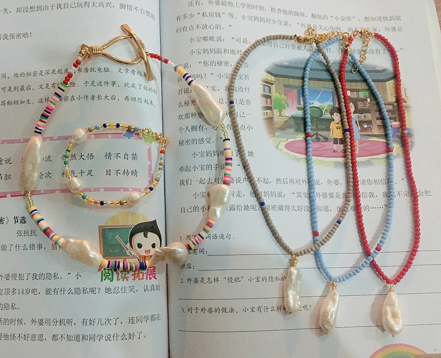 Boho пресноводного жемчуга колье перидинкле кулон ожерелье женщины erkek klye bijoux femme ожерелье из бусин collares de moda
