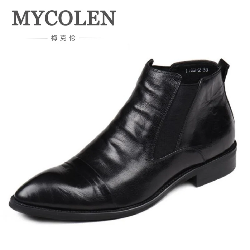 MYCOLEN/мужские зимние кожаные ботинки мужские уличные резиновые удобная обувь в