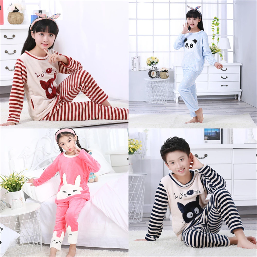 2019 Children Pajamas Clothing Sets Boys &amp Girls Cartoon Sleepwear Suit Kids Long-sleeve+pant 2 piece Pijamas 2-14 Years | Детская