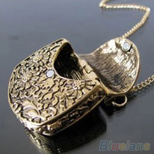 Винтажное ожерелье уникальная форма сумки резные бронзовые медальоны цепочка