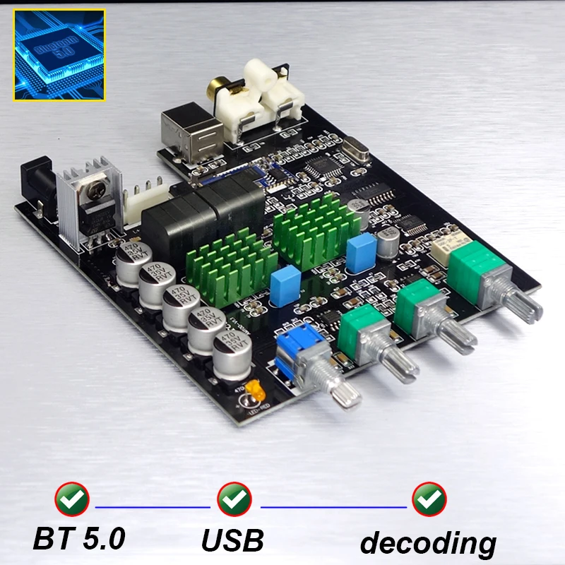 Lusya QCC3003 Bluetooth 5 0 цифровой усилитель мощности TPA3116D2 2 стерео 100 Вт + аудио PCM5102 DAC