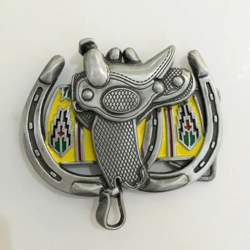 Retail Western High quality Saddle Cowboy Belt Buckles With 9.5*9cm 113.6g Metal Leather Accessories For 4cm Wideth |