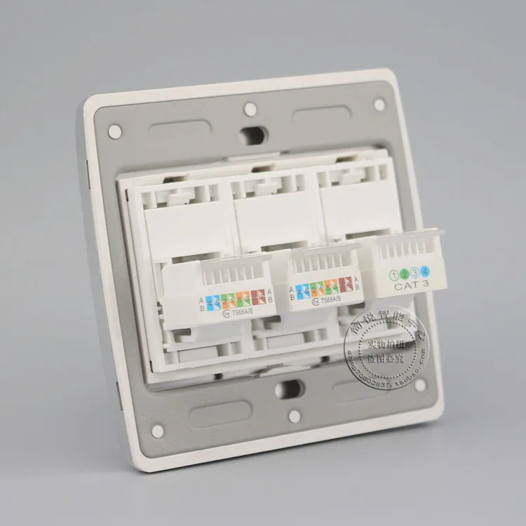 Настенная панель двойная Лицевая RJ45 Cat5e Ethernet LAN и RJ11 Cat3 цвета