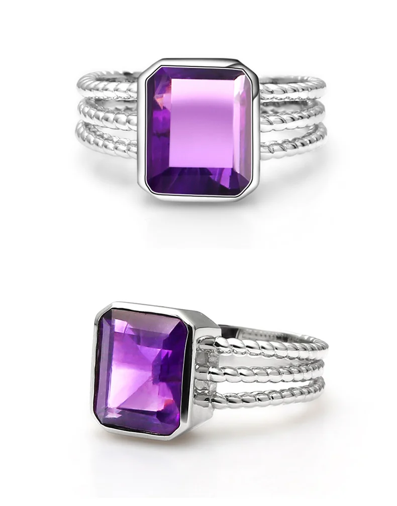 Gem's Ballet 3.36Ct натуральный аметистовый драгоченный камень Веревка Группа стекируемые кольцо для женщин палец кольцо 925 пробы серебро ювелирные изделия
