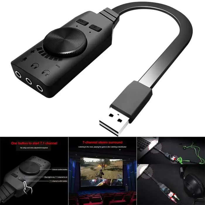 USB внешний адаптер для звуковой карты 7,1 каналов Plug and Play конвертер для звуковой карты Новое поступление