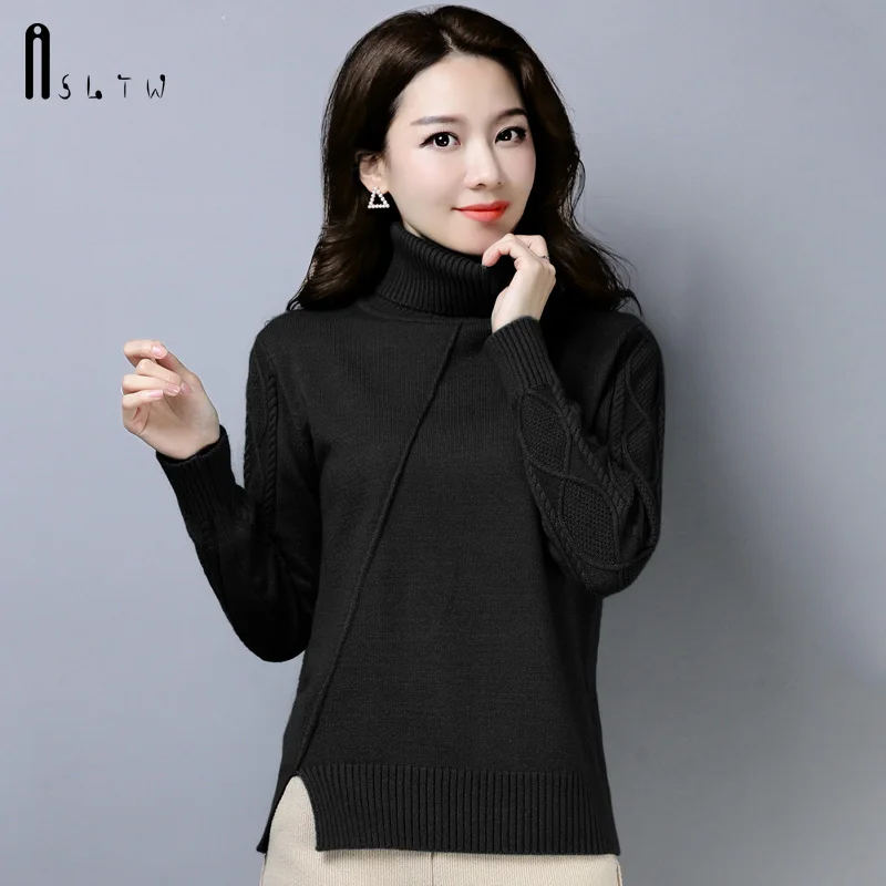 ASLTW Turtleneck Sweater Woman Winter Twist Long Sleeve Pullovers Jumper Pull Femme High Quality Plus Size Women's | Женская одежда