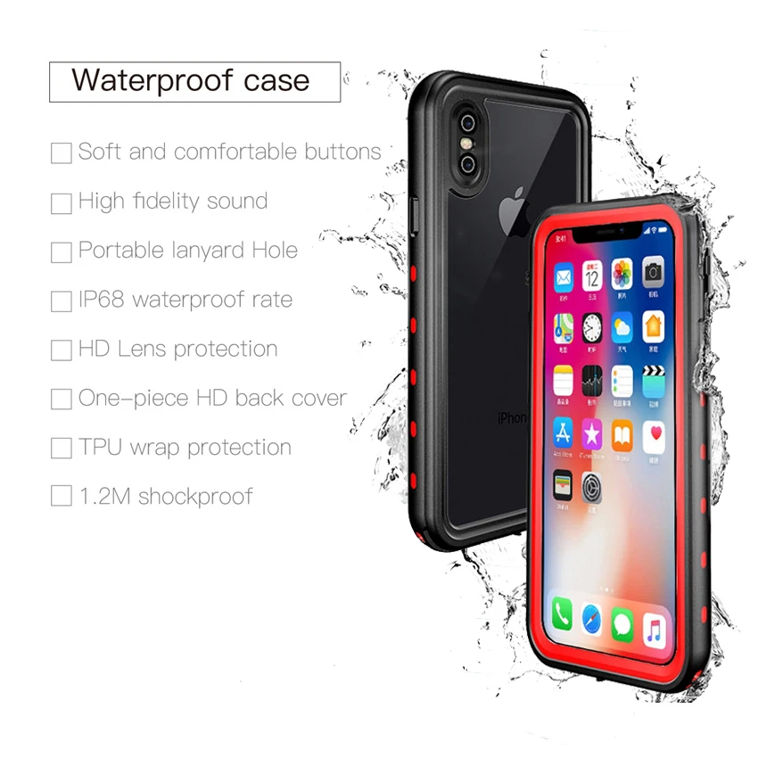 Водонепроницаемый чехол для iPhone X плавания дайвинга серфинга водонепроницаемый