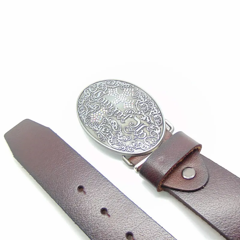 Western Cowgirl Women Belt Cross Concho Genuine Leather Brown Wide Belt for Women Oval Buckle Fashion Casual Appral Accessories