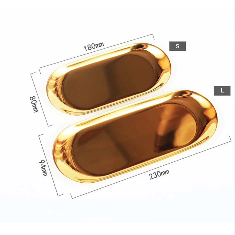 Металлический поднос для хранения полотенец пластина овальная Золотая Медь