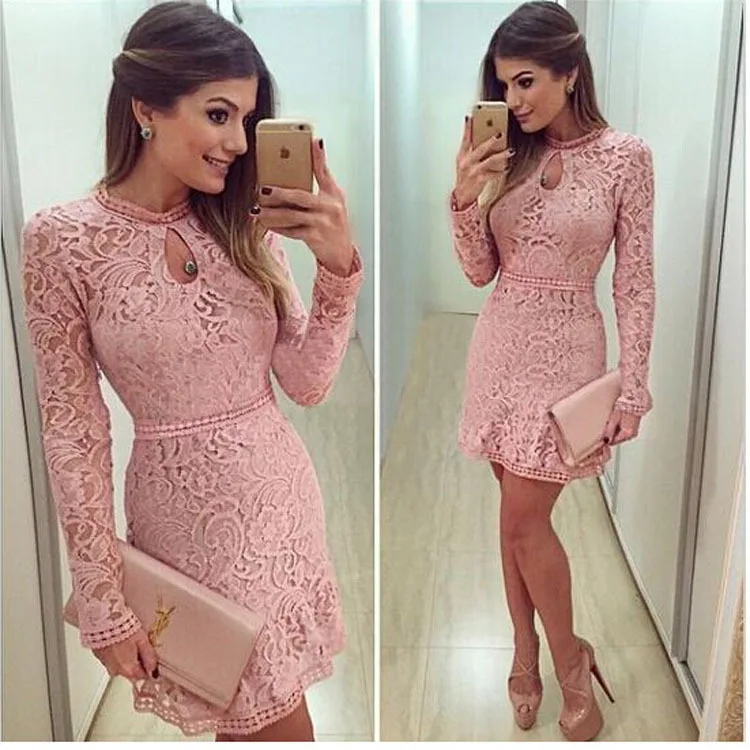 Новое поступление Vestidos женское модное повседневное кружевное платье 2018 розовое