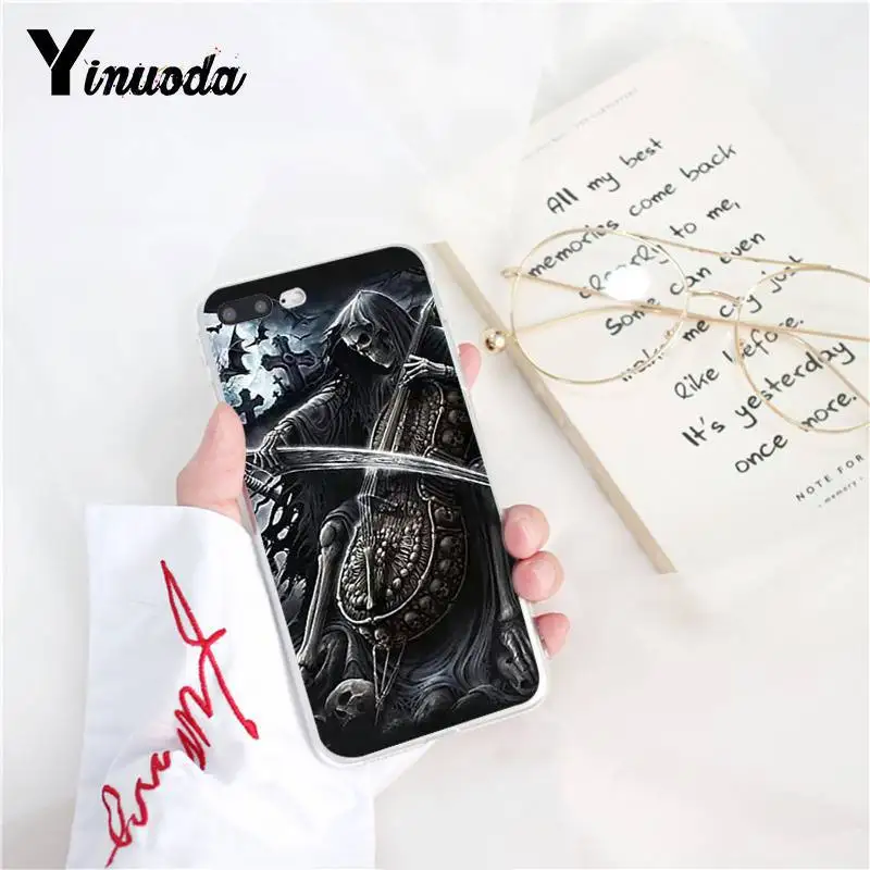 

Yinuoda Grim Reaper Skull Skeleton Capa DIY Luxury Case for iPhone 8 7 6 6S Plus X XS MAX 5 5S SE XR 10 11 11pro 11promax Cover