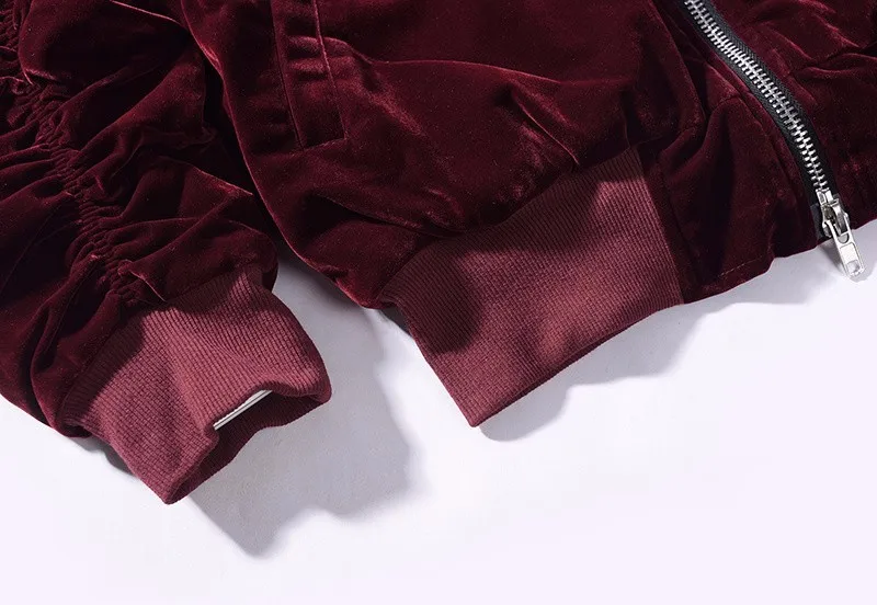 Новинка, модные куртки Kanye West, большие размеры, винтажная Вельветовая ткань винного цвета, плиссированные рукава, Дизайнерская куртка-бомбер