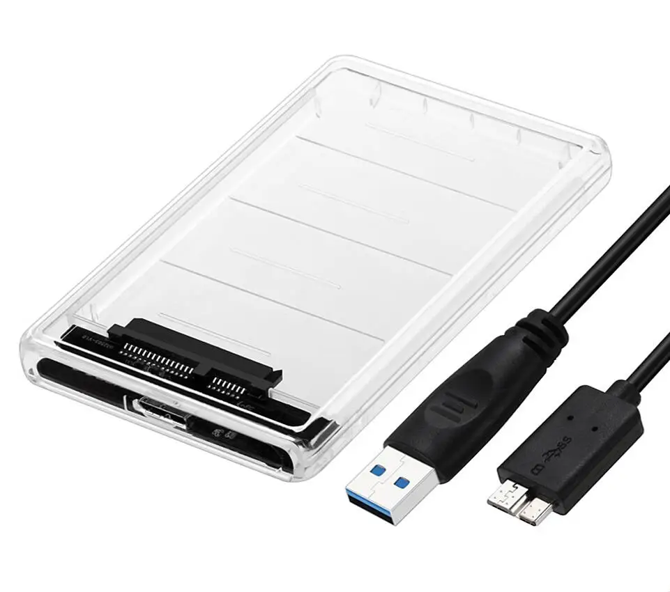 With Cable CHIPAL 2,5 дюймов Прозрачный чехол для жесткого диска 5 Гбит/с USB 3,0 на SATA 3,0 адаптер внешний жесткий диск коробка SSD корпус 2 ТБ протокол UASP - Цвет: With Cable