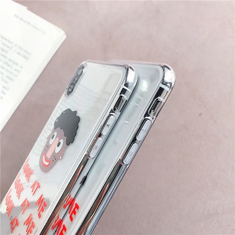 Transparent Back Cover For iPhone 6 6s 7 8 Plus Soft TPU Cartoon Couples Girl And Boy Phone Case X XR XS Max Coque |