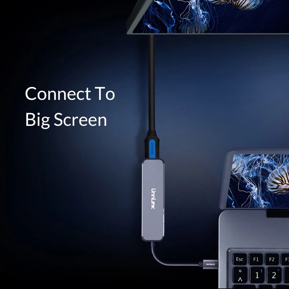 Unnlin USB C док-станция Тип C к HDMI USB 3,0 Micro SD кард-ридер Thunderbolt 3 док-станция для MacBook pro S10 S9 S8 Dex P30 P20 mate10