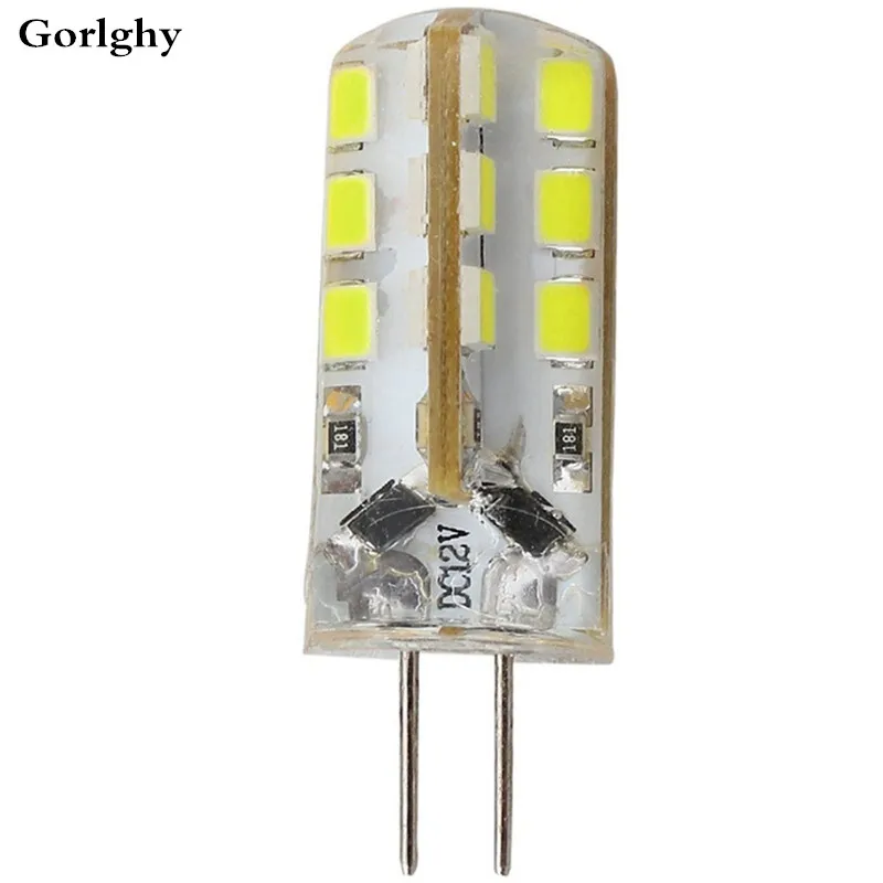 100pcs/lot Silicone G4 SMD2835 24leds Warm Cool White Color AC/DC 12V Crystal lamp light Mini Corn Bulb Can Replace Halogen Bulb