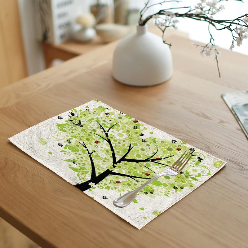 Растительная салфетка с принтом Sunny Tree Swing льняные скатерти рисунком для