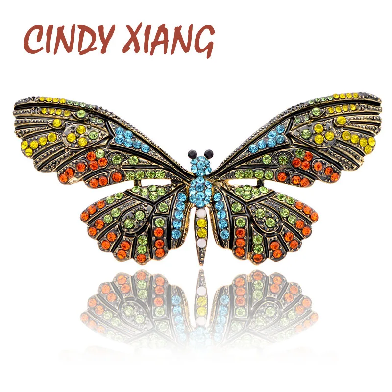 Женская брошь в виде большой бабочки CINDY XIANG элегантное украшение со стразами для