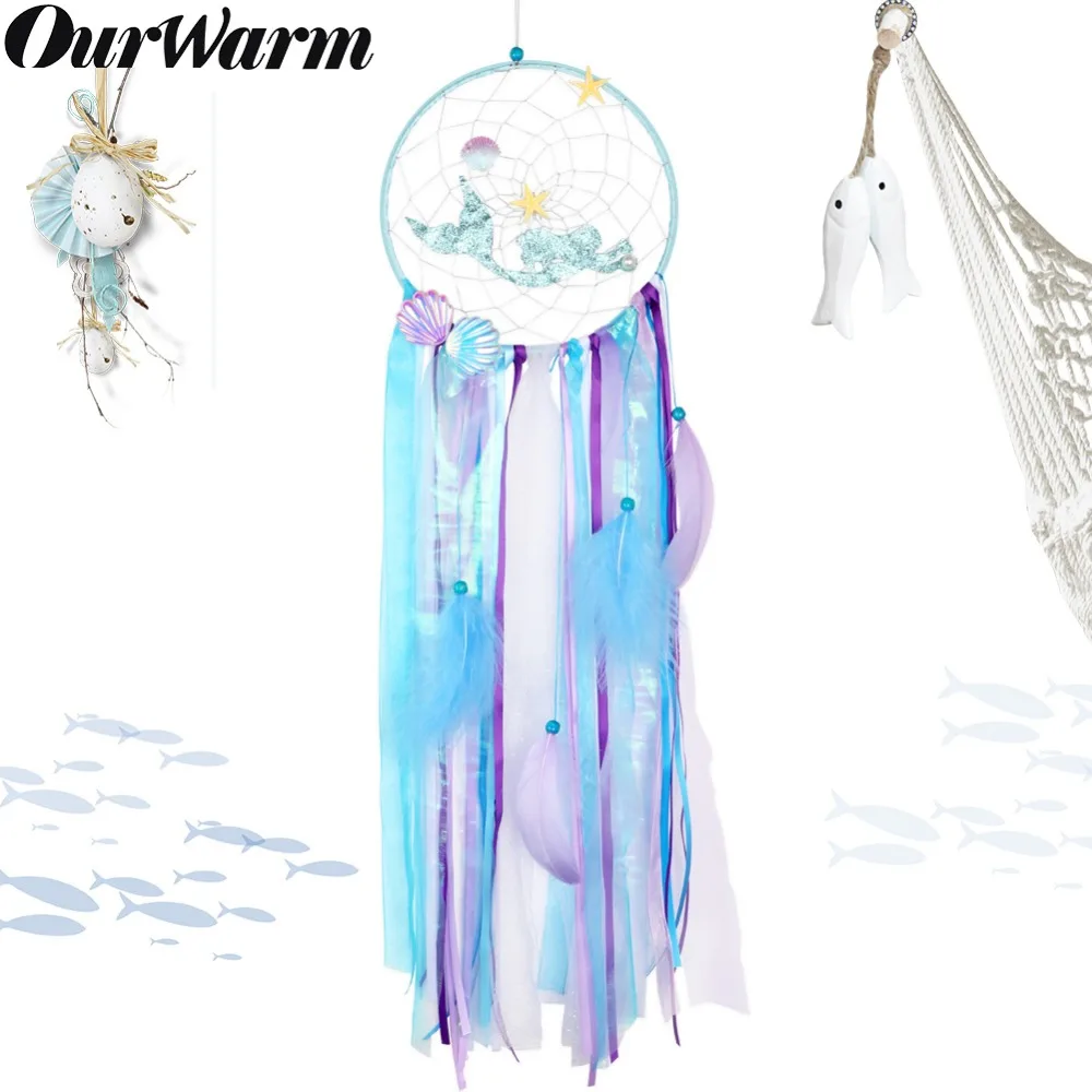 OurWarm Under The Sea вечерние украшения Русалка Dream Catcher Baby Shower Русалка тематические вечеринки синий колокольчиков дома Настенный декор