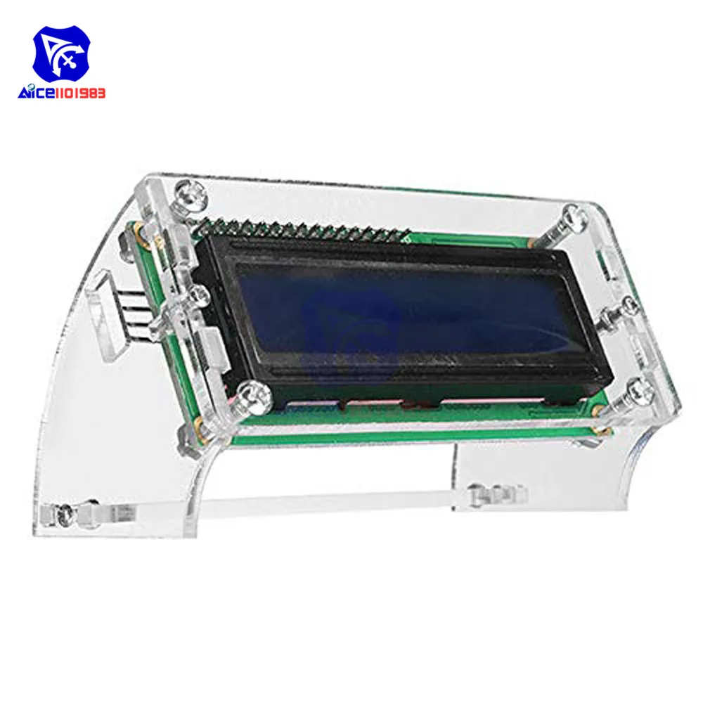 Прозрачный Акриловый Корпус для lcd 1602 lcd синий/желтый экран с винтом/гайкой lcd 1602 Чехол-держатель