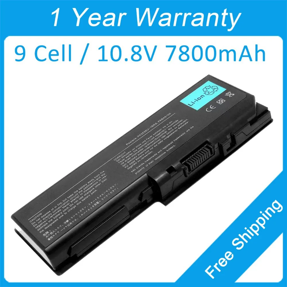 

New 9 cell 7800mah laptop battery for toshiba Satellite P300 P305 P205 P205D P305D PABAS101 PA3537U-1BRS PA3536U-1BAS