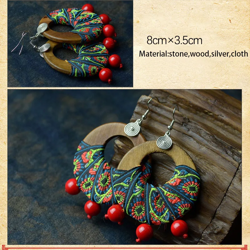 M &amp G Новая Китайская Этническая деревянная серьга с индивидуальным украшением