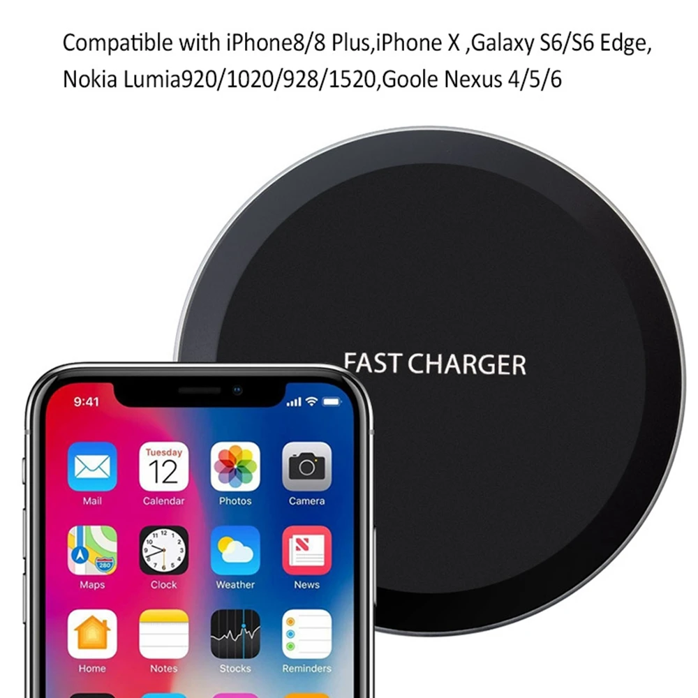 Rovtop Qi 10 Вт беспроводное быстрое зарядное устройство для iPhone X/XS Max XR 8 Plus элемент беспроводной зарядного устройства для samsung S8 S9 Xiaomi Mi 9