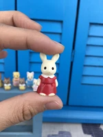 4pcs no repeat 2 5cm animal families japan action figure toy pvc flocking shirubania famir cartoon anime doll d11