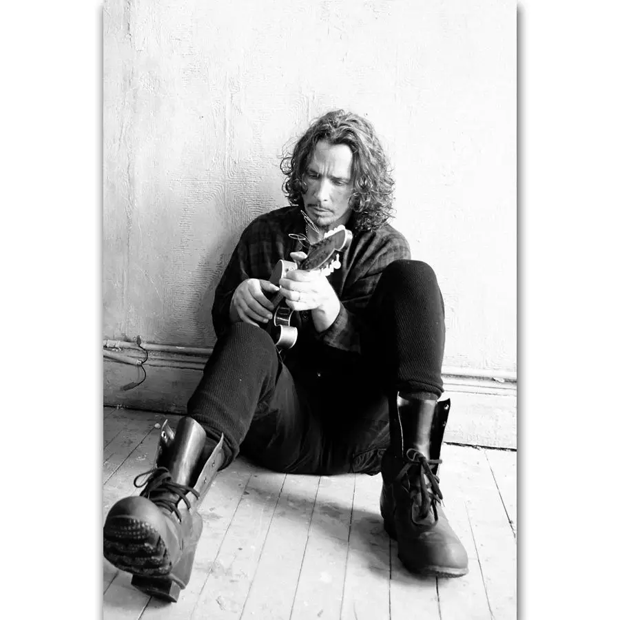 Художественная печать новинка Крис Корнелл Soundgarden музыка на заказ черный и белый 14x21 24x36 27x40 дюймов Шелковый