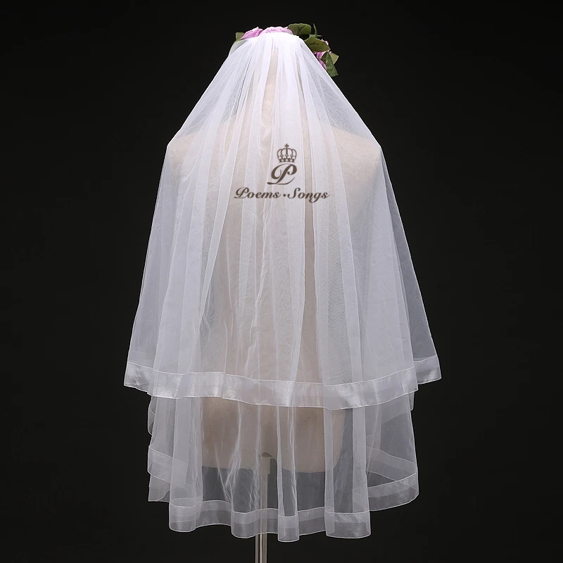 Poems Songs high quality wedding veil two layer newstyle Simple Bridal Veil + Comb elegant ivory white bridal free shipping | Свадьбы и
